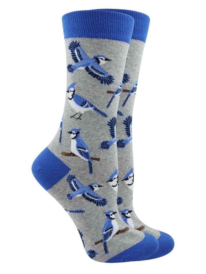 Wheel House Designs socks Gray / Medium Blue Jay Bird Socks Perfect Bird Lovers Gift