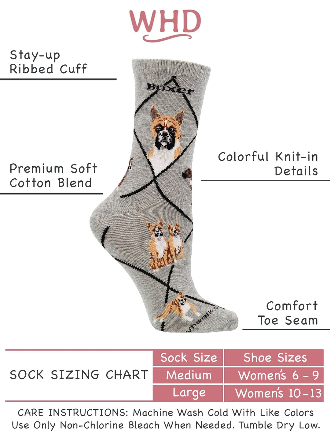Wheel House Designs socks Gray / Medium Boxer Socks for Women | Perfect Dog Lovers Gift