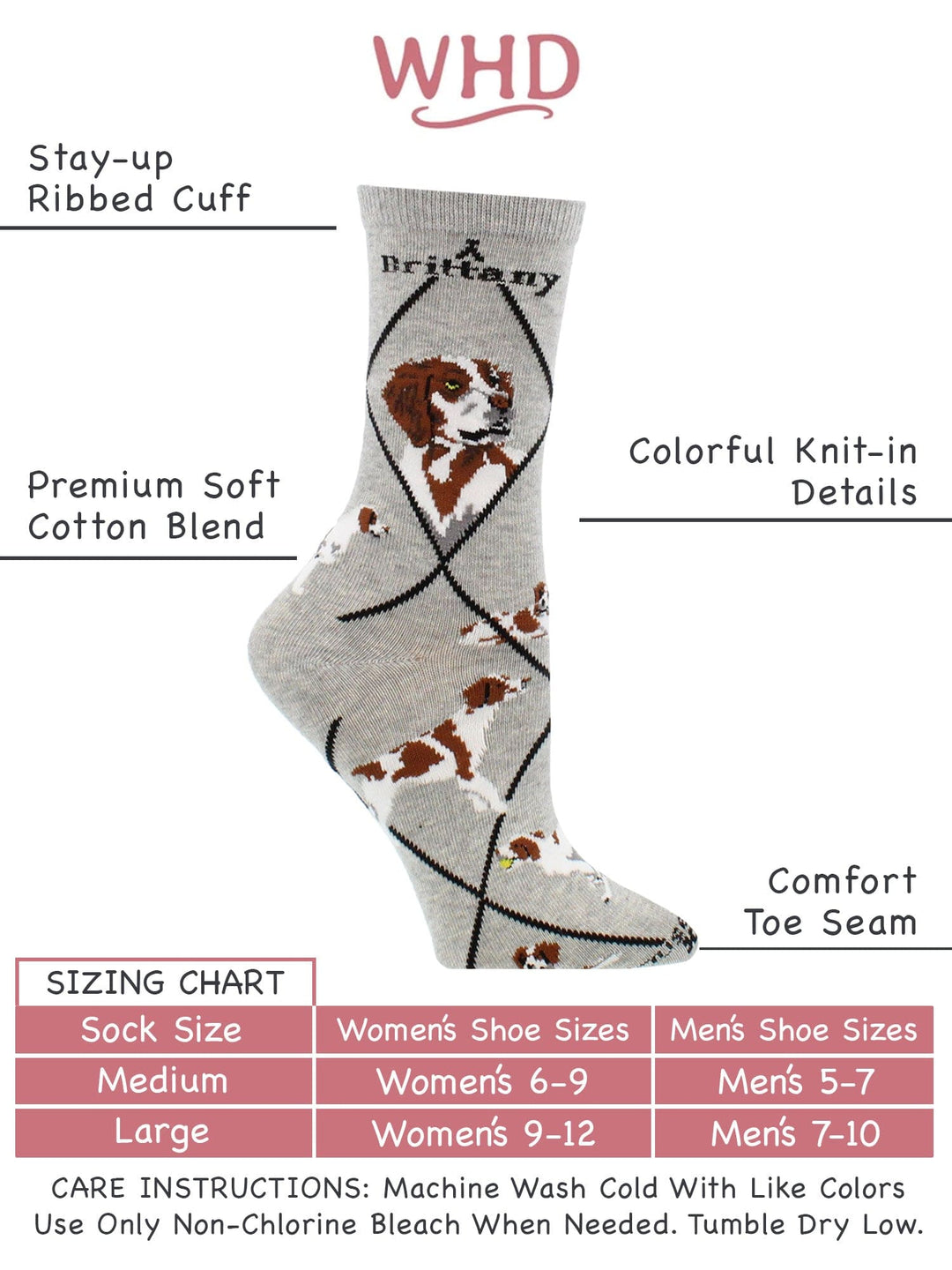 Wheel House Designs socks Gray / Medium Brittany Spaniel Socks Perfect Dog Lovers Gift