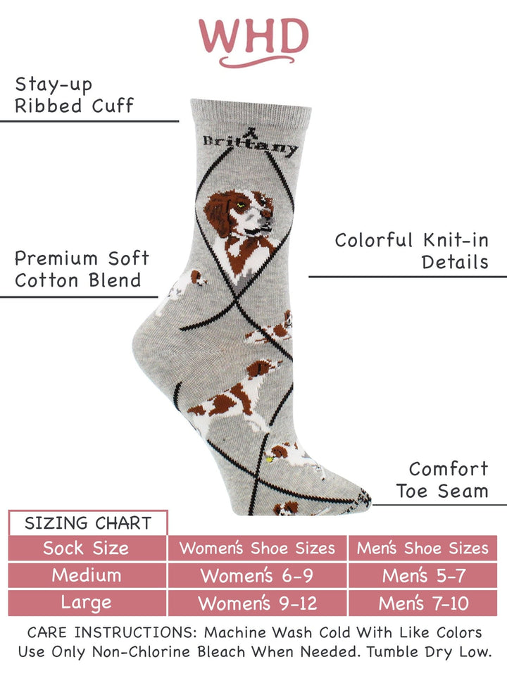 Wheel House Designs socks Gray / Medium Brittany Spaniel Socks Perfect Dog Lovers Gift