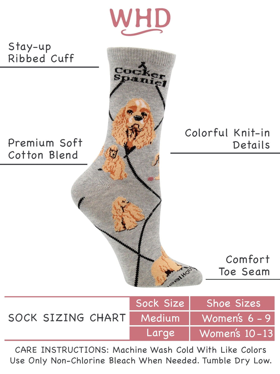 Wheel House Designs socks Gray / Medium Cocker Spaniel Socks Perfect Dog Lovers Gift