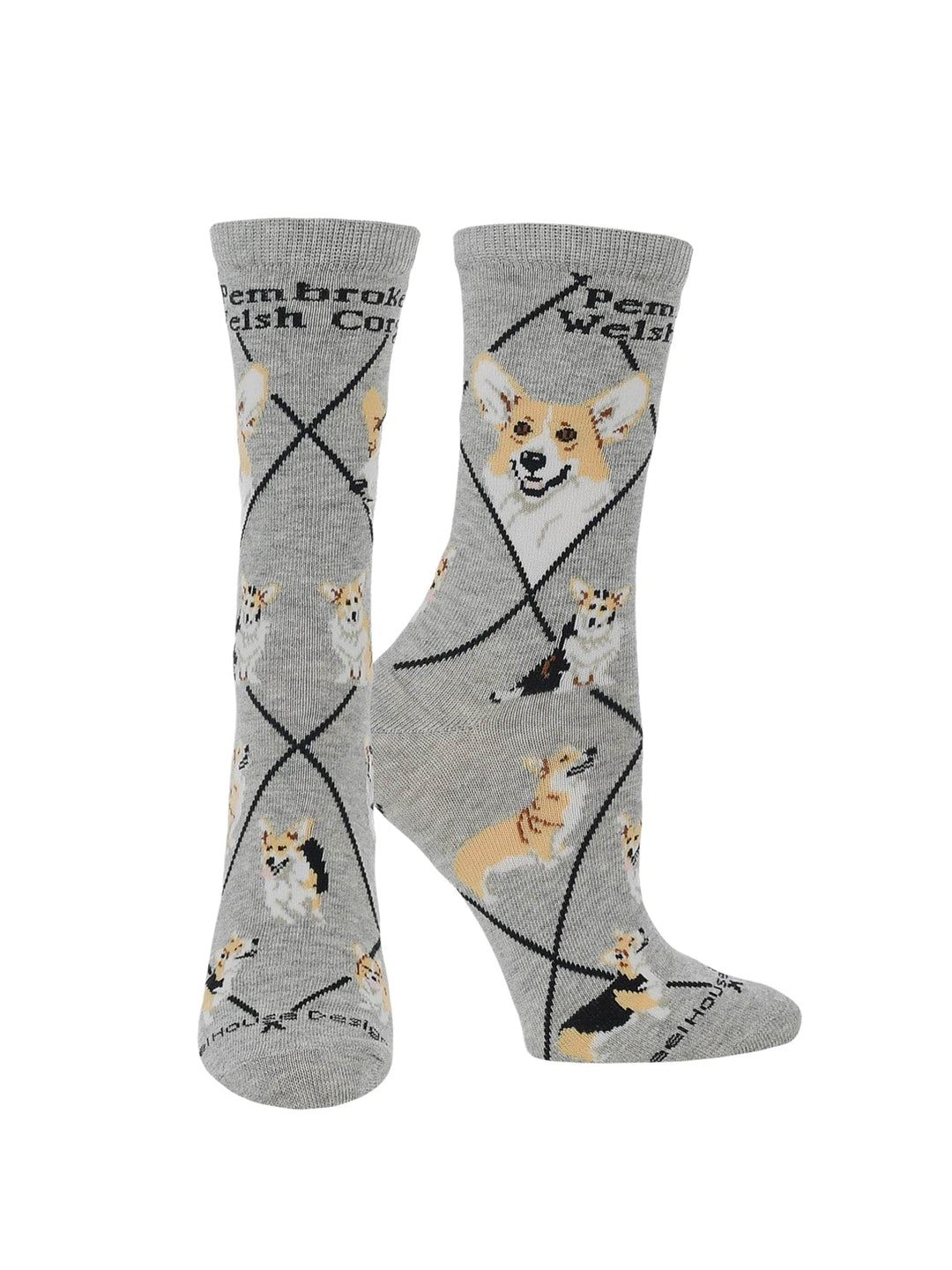 Wheel House Designs socks Gray / Medium Corgi Pembroke Crew Socks for Women | Dog Lovers Gift