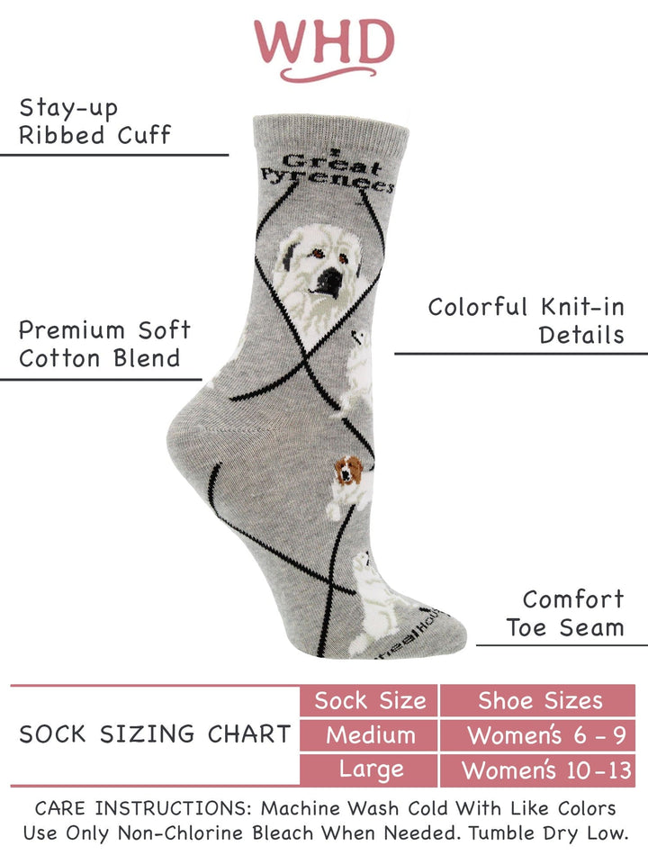 Wheel House Designs socks Gray / Medium Great Pyrenees Socks Perfect Dog Lovers Gift