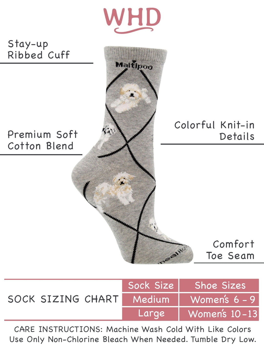 Wheel House Designs socks Gray / Medium Maltipoo Socks Perfect Dog Lovers Gift