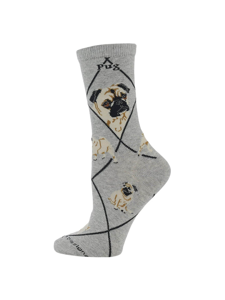 Wheel House Designs socks Gray / Medium Pug Socks for Women | Perfect Dog Lovers Gift