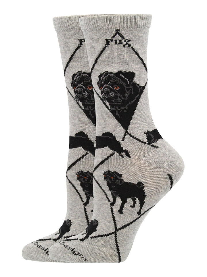 Wheel House Designs socks Gray / Medium Pug Socks for Women | Perfect Dog Lovers Gift