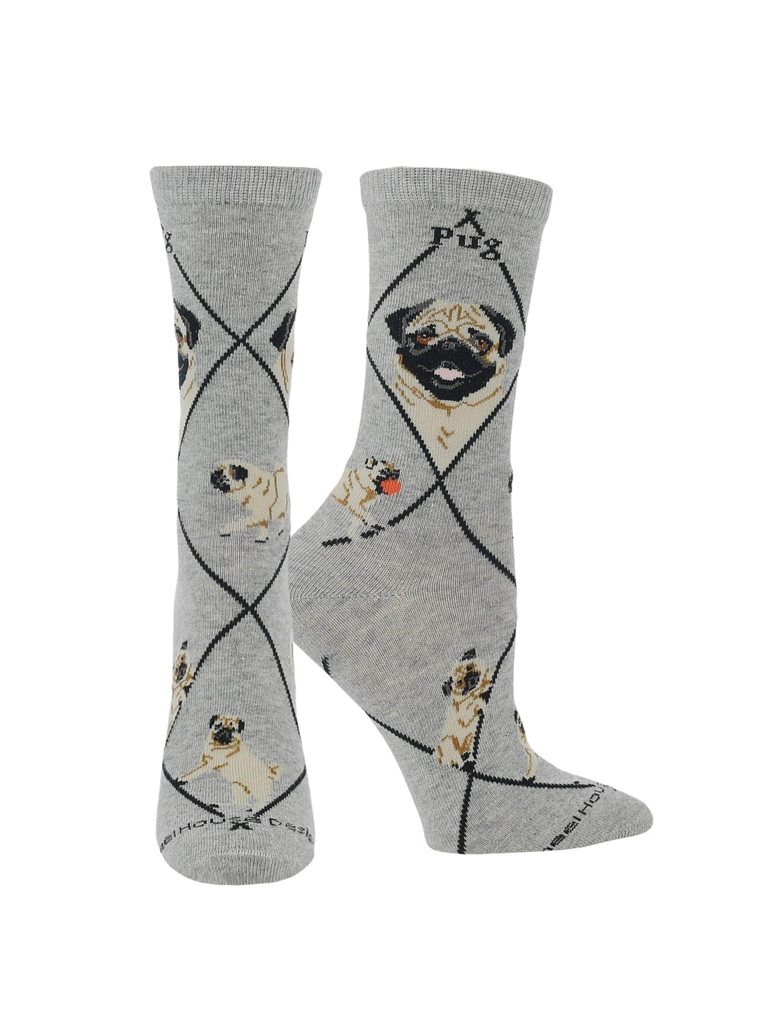 Wheel House Designs socks Gray / Medium Pug Socks for Women | Perfect Dog Lovers Gift