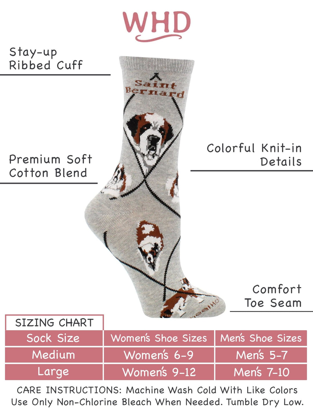 Wheel House Designs socks Gray / Medium Saint Bernard Socks Perfect Dog Lovers Gift