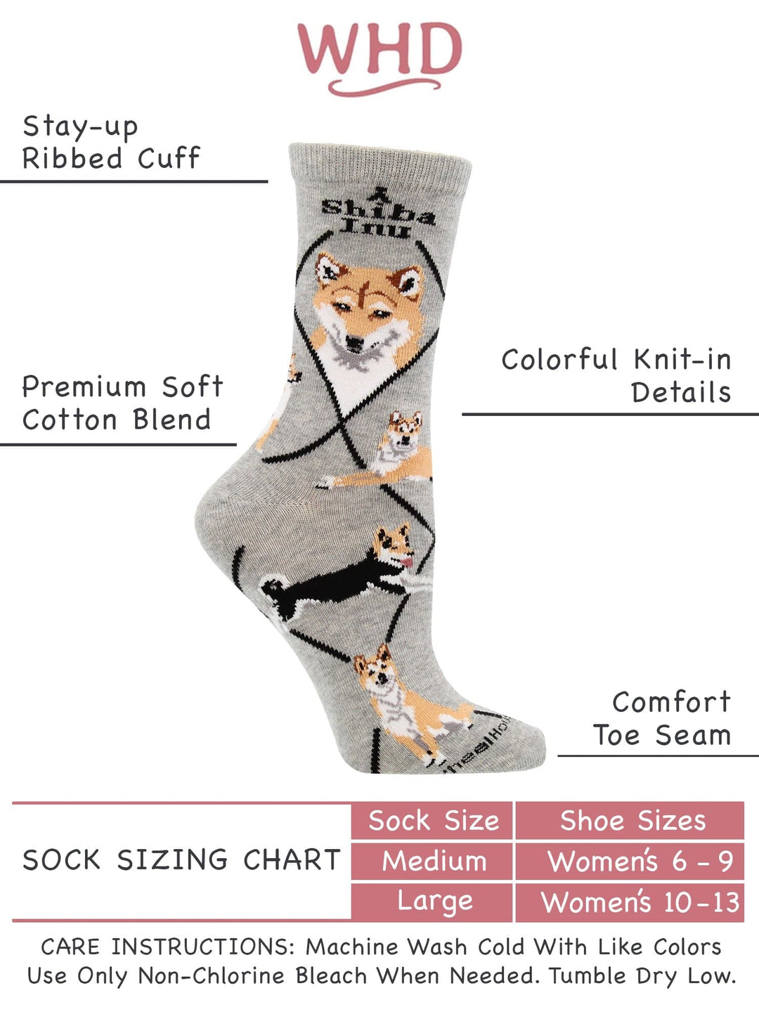 Wheel House Designs socks Gray / Medium Shiba Inu Socks Perfect Dog Lovers Gift