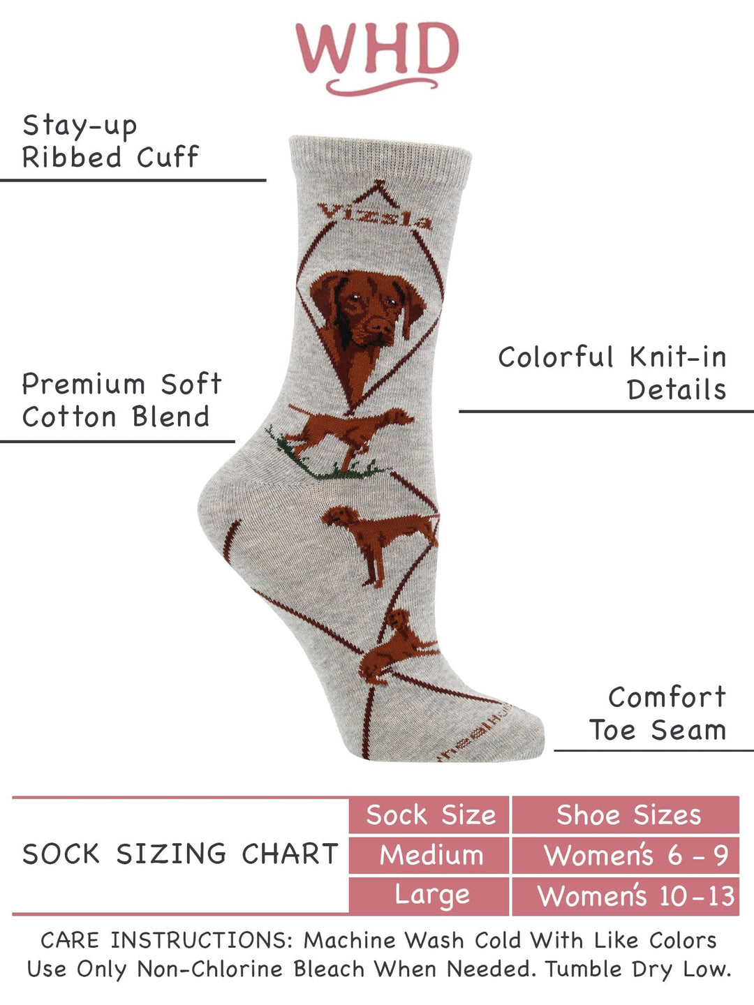 Wheel House Designs socks Gray / Medium Vizsla Socks Perfect Dog Lovers Gift