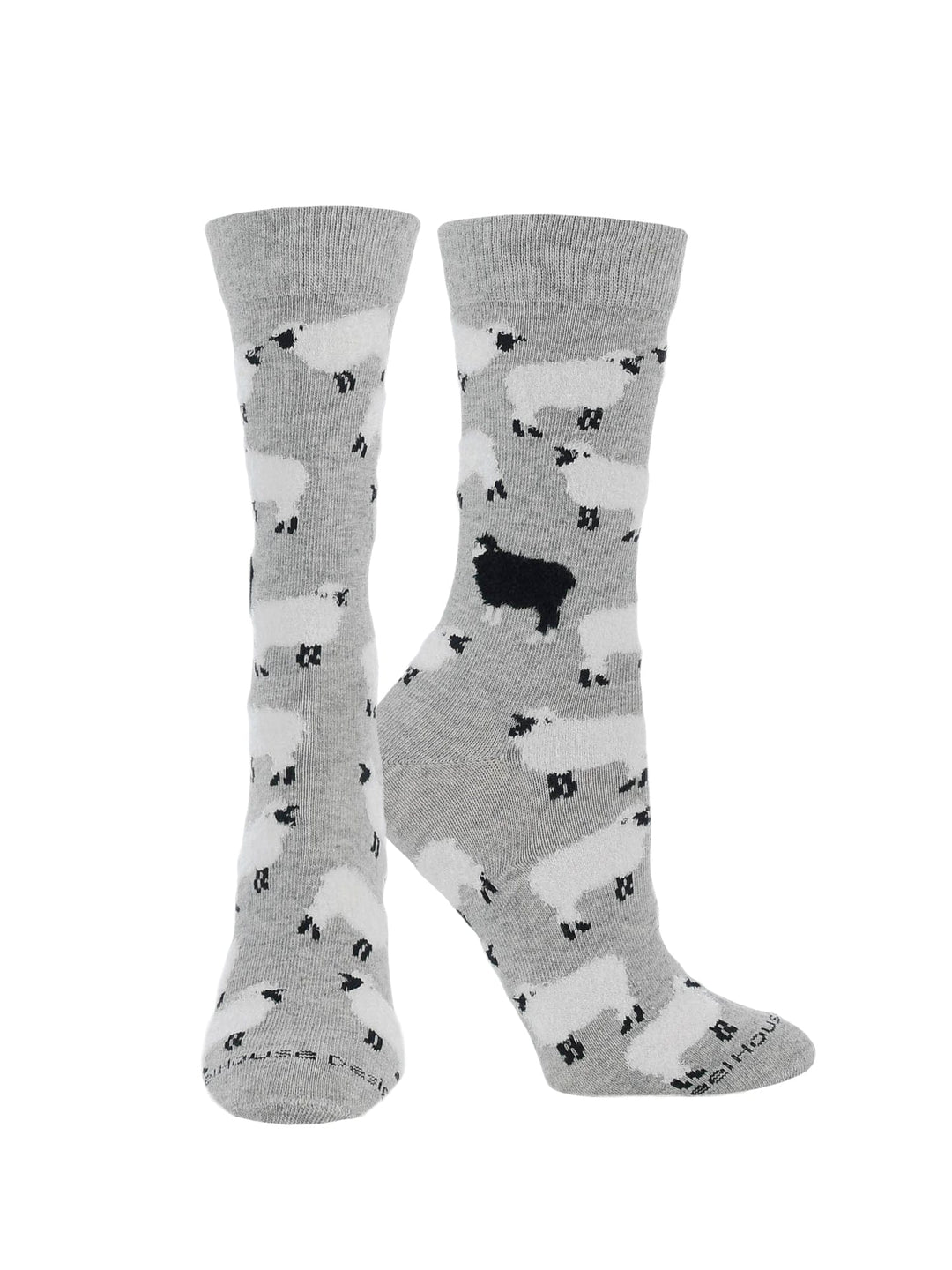Wheel House Designs socks Grey Heather / Medium WHD Sheep Crew Socks for Women & Men | Farm Animal Lover Socks, Barnyard Fun