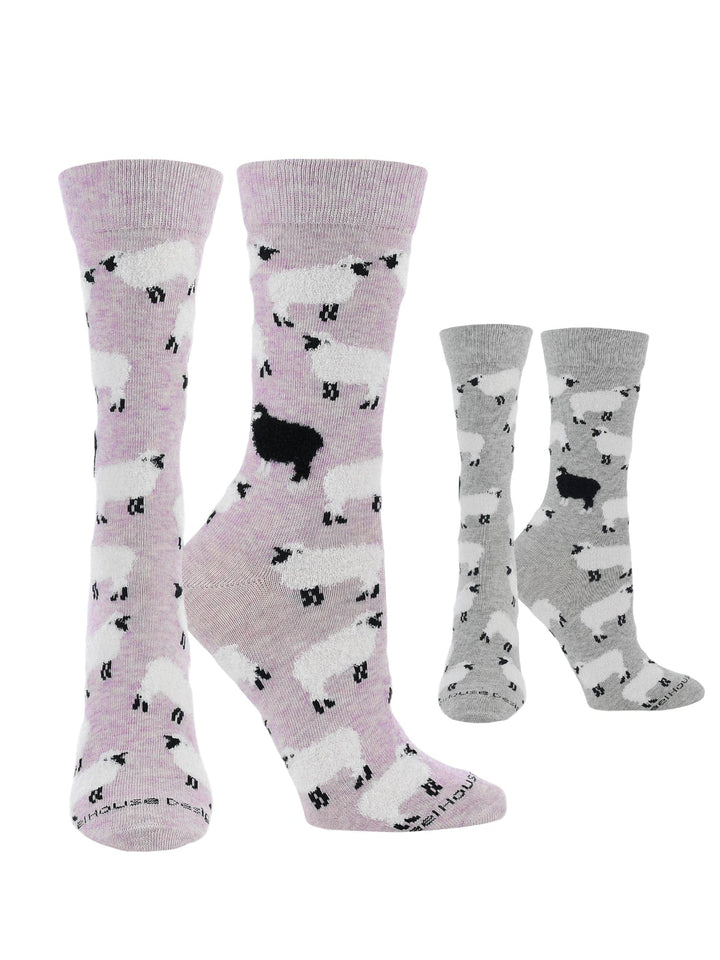 Wheel House Designs socks Lavender Heather/Gray Heather / Medium WHD Fuzzy Sheep Socks | Gifts for Sheep Lovers | 1-Pack/2-Pack