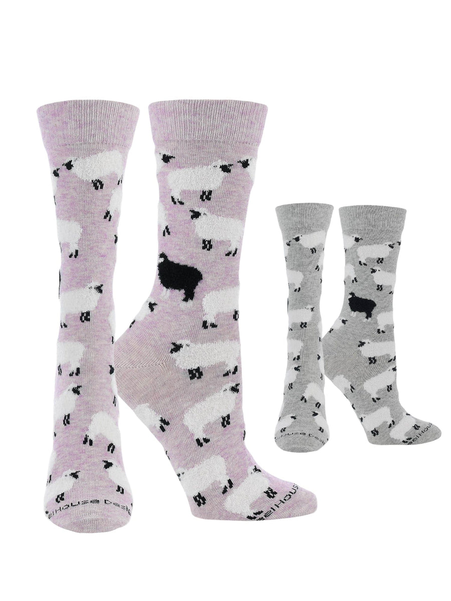 Wheel House Designs socks Lavender Heather/Gray Heather / Medium WHD Fuzzy Sheep Socks | Gifts for Sheep Lovers | 1-Pack/2-Pack