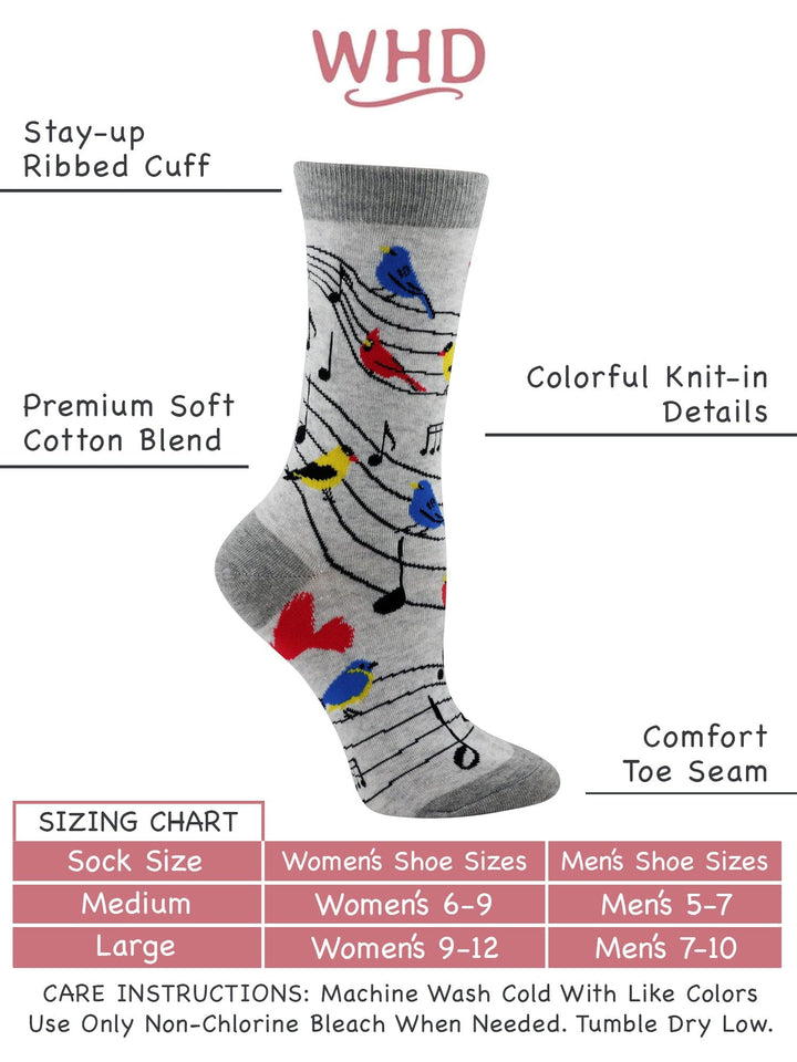 Wheel House Designs socks Light Gray / Medium Bird Song Socks Perfect Bird Lovers Gift
