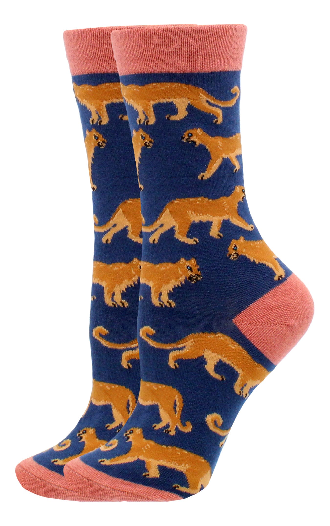 Wheel House Designs socks Navy / Medium Mountain Lion Socks Perfect Animal Lovers Gift