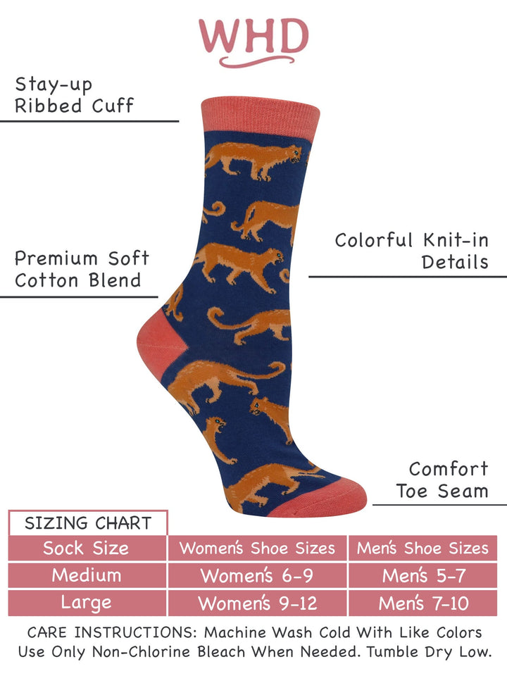 Wheel House Designs socks Navy / Medium Mountain Lion Socks Perfect Animal Lovers Gift