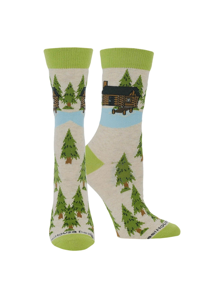Wheel House Designs socks Oatmeal / Large Cabin on the Lake Socks for Perfect Anglers Gift