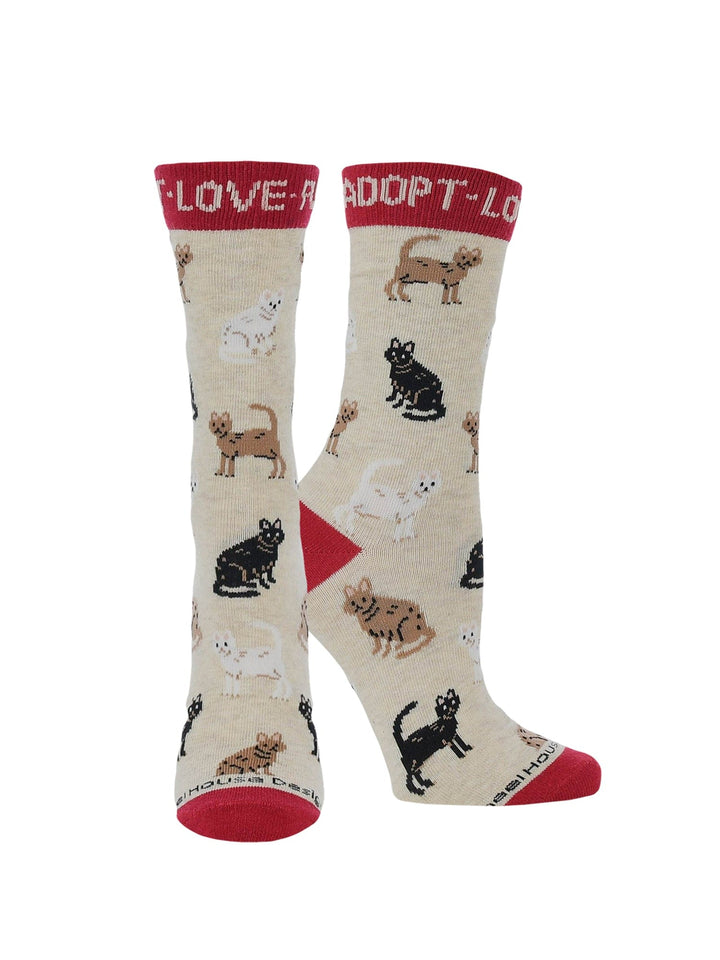Wheel House Designs socks Oatmeal / Medium Adopt a Cat Socks Perfect Cat Lovers Gift