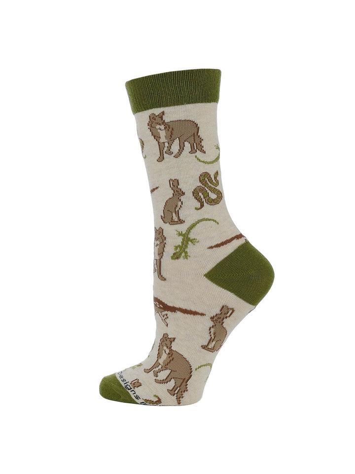 Wheel House Designs socks Oatmeal / Medium Desert Animal Crew Socks for Women Coyote Gecko and Roadrunner Socks
