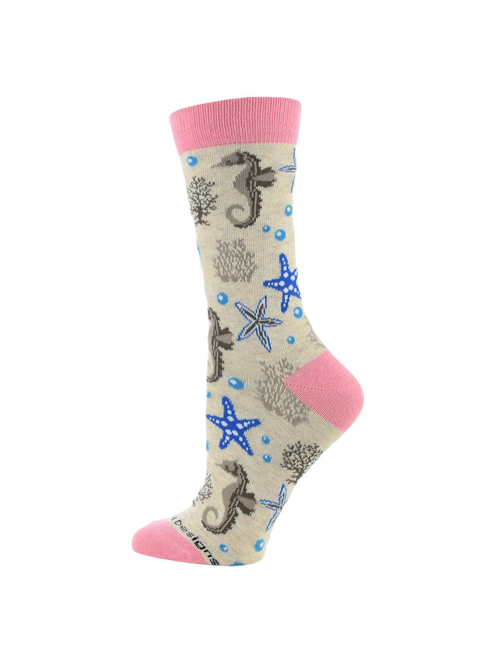 Wheel House Designs socks Oatmeal / Medium Ocean Socks for Women with Jellyfish Seahorses Starfish