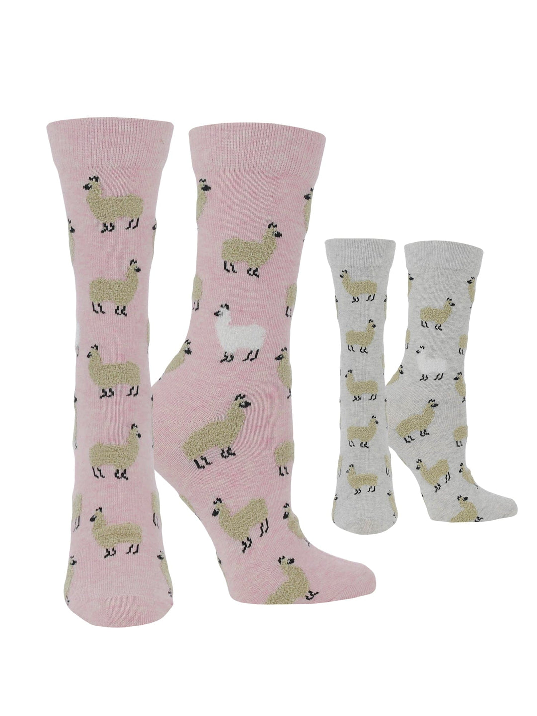 Wheel House Designs socks Pink Heather/Ash Heather / Medium WHD Cute Fuzzy Llama Socks for Women