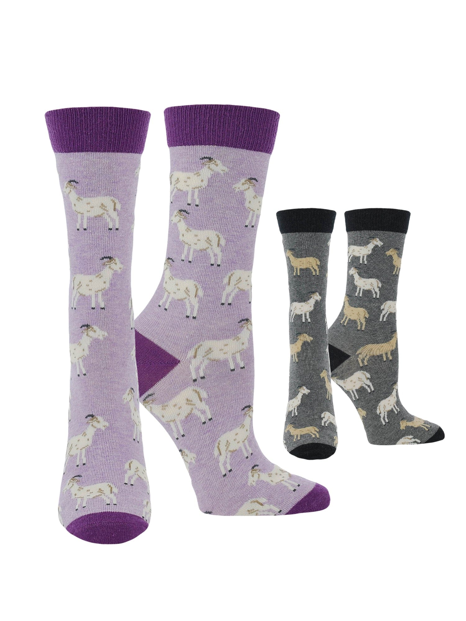 Wheel House Designs socks Purple Heather/Charcoal / Medium WHD Goat Socks | Gift for Goat Lovers | 1-Pack/2-Pack