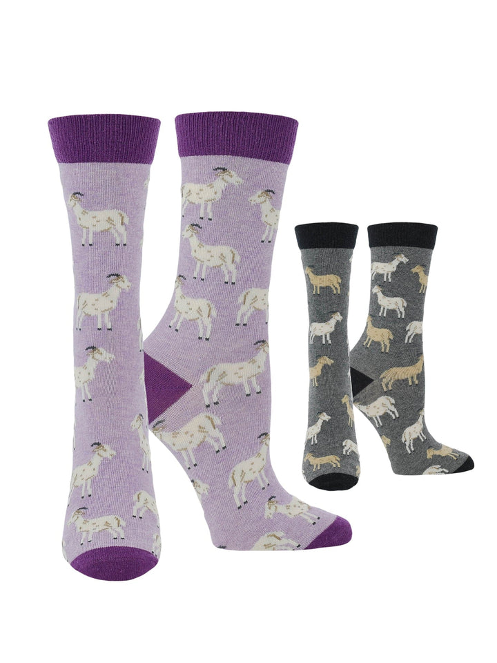 Wheel House Designs socks Purple Heather/Charcoal / Medium WHD Goat Socks | Gift for Goat Lovers | 1-Pack/2-Pack