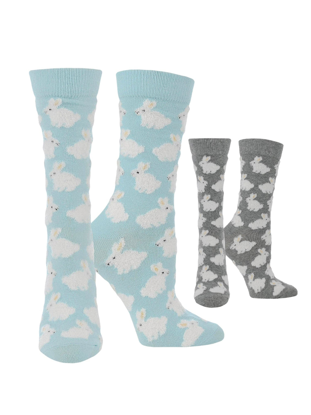 Wheel House Designs socks Soft Blue/Gray Heather / Medium Cute Fuzzy Bunny Socks for Women | Fuzzy Bunny Rabbit Crew Socks|1-Pack/2-Pack