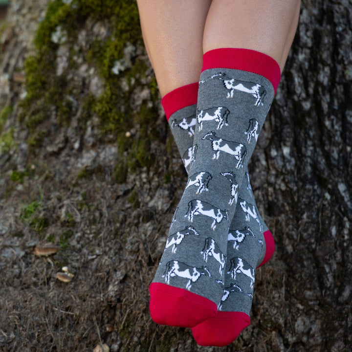 Wheel House Designs socks WHD Cattle Crew Socks for Women & Men | Gift for Cow Lovers, Barnyard Fun