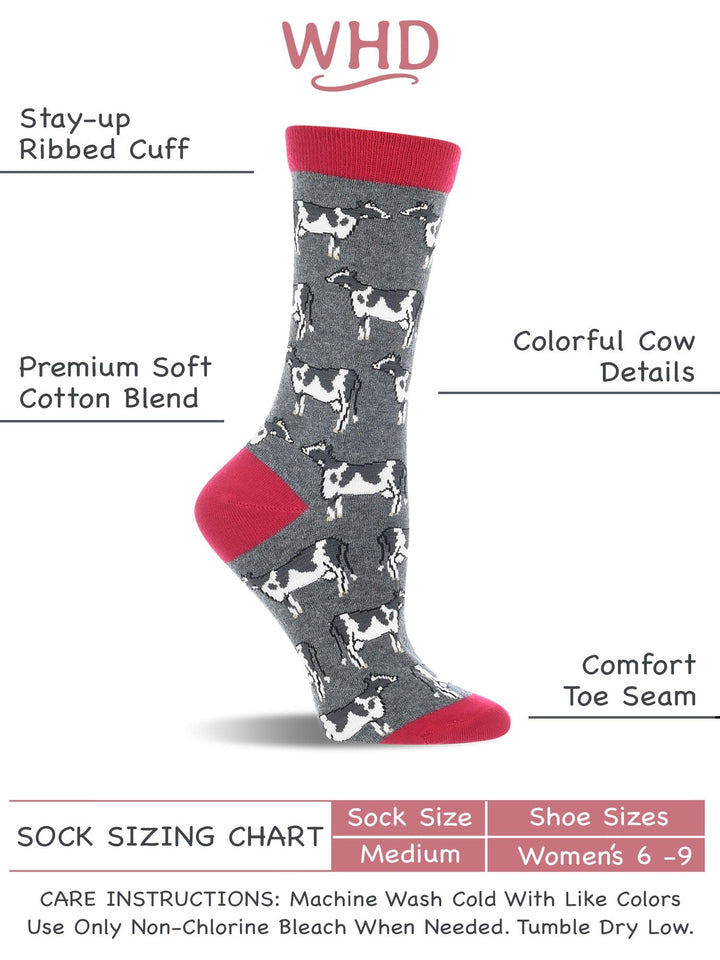 Wheel House Designs socks WHD Cows Socks | Gifts for Cow Lovers | 1-Pack/2-Pack