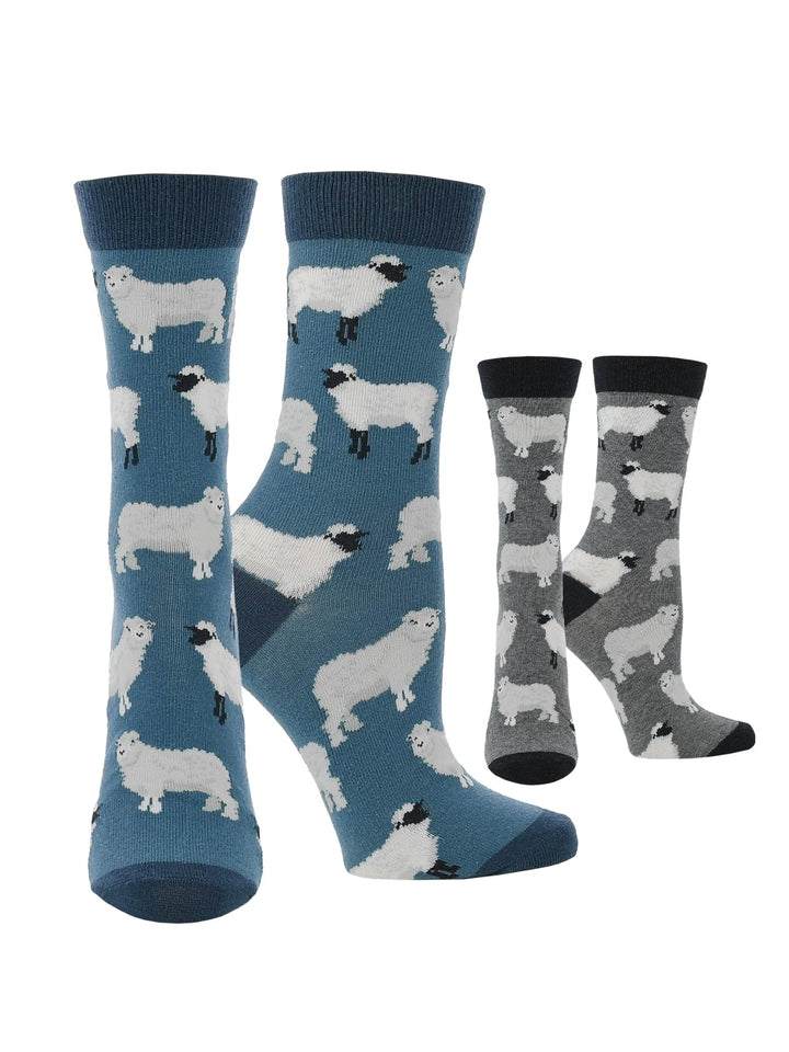 Wheel House Designs socks WHD Sheep Crew Socks for Women & Men | Farm Animal Lover Socks, Barnyard Fun