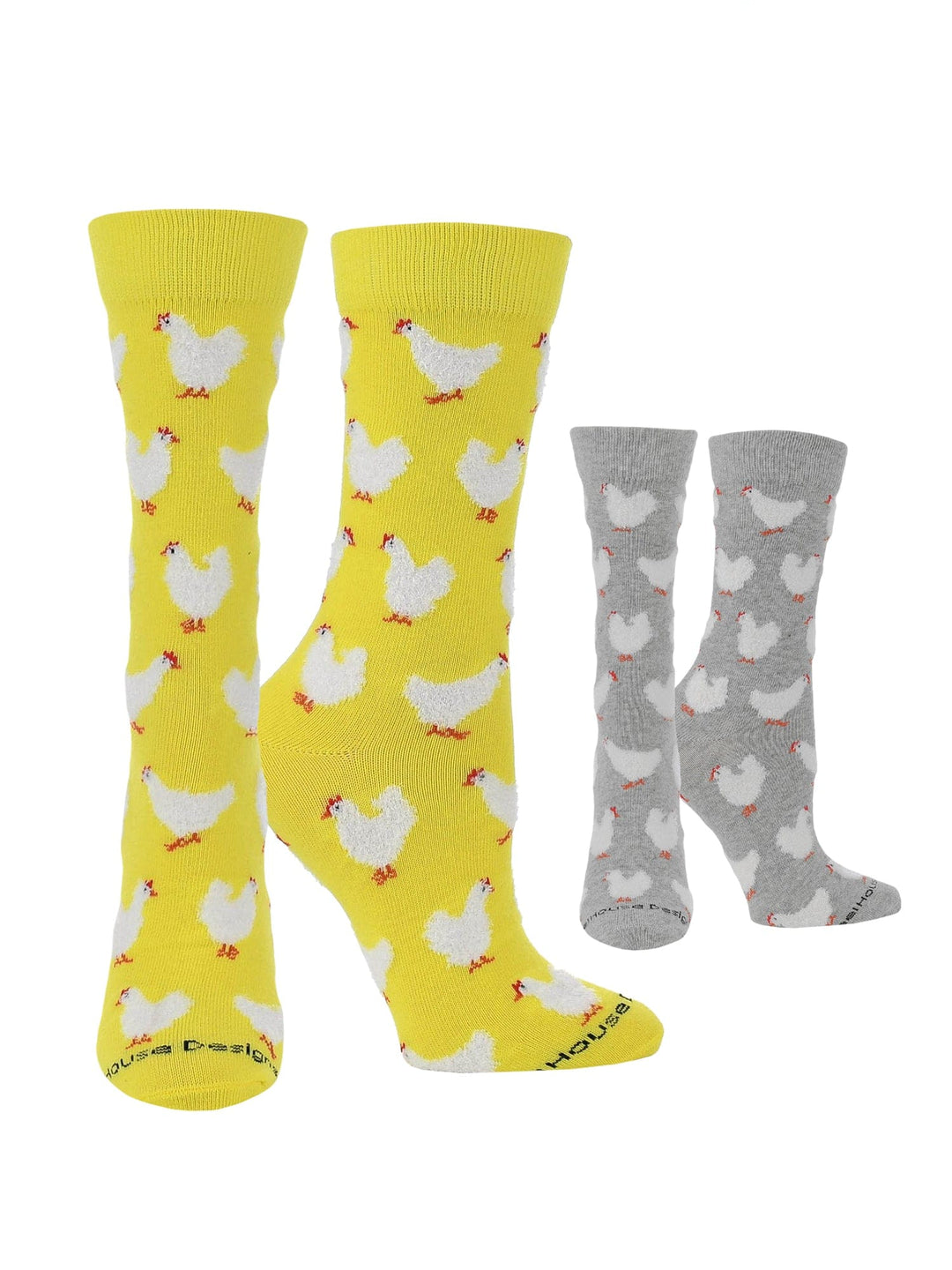 Wheel House Designs Yellow/Heather Grey / Medium WHD Chicken Crew Socks for Women & Men